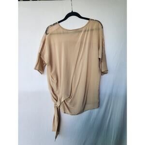 Gold Hawk Beige Silk Blend Lace Overlay Tunic Top - Size XS NWOT